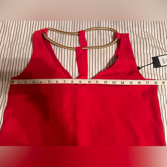 NWT size small BCBG lipstick red top with gold halter - Picture 7 of 7
